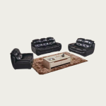 Black Leather Sofa Set